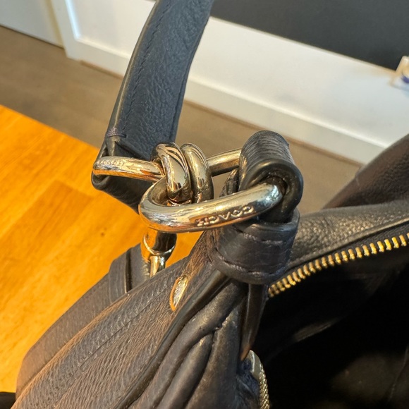 Navy blue pebbled leather blue hobo shoulder bag - Picture 5 of 11